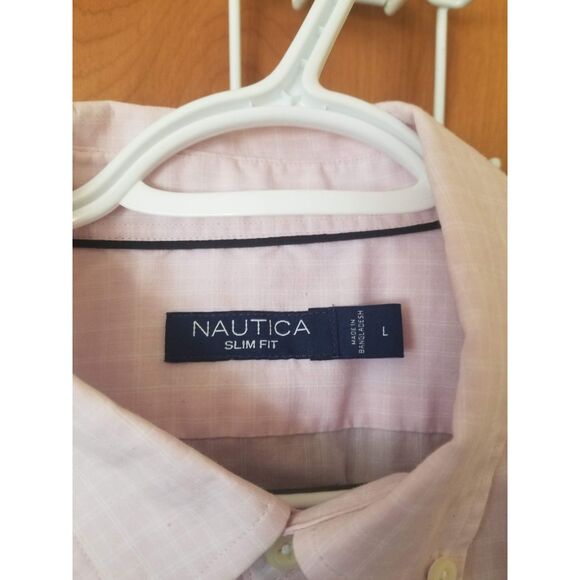 Nautica Men's Slim Fit Pink Dress Shirt - Picture 3 of 5